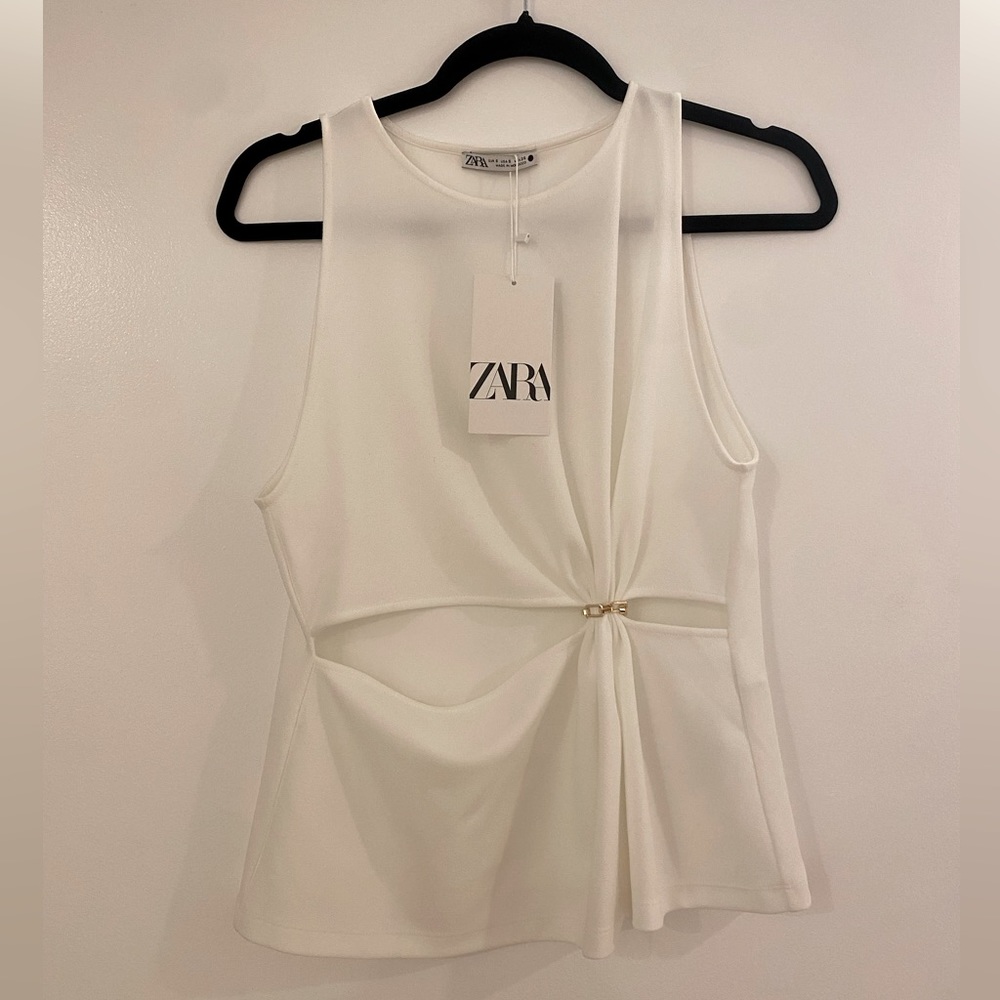 Zara White Sleeveless Top